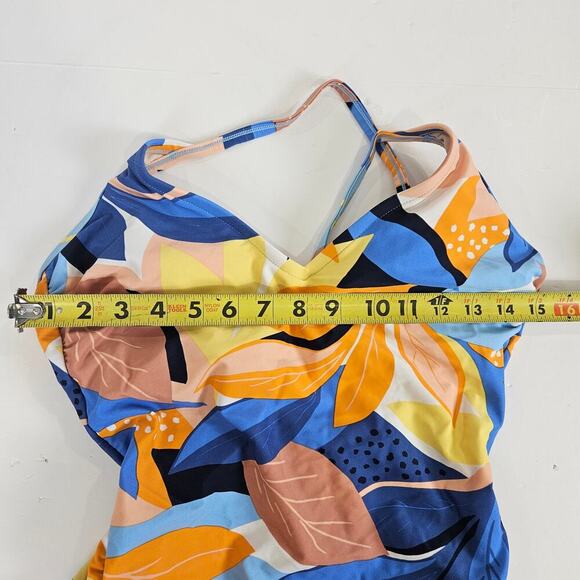 Kona Sol One Piece Swim Orange Tropical Side Cinch Medium - Picture 6 of 7